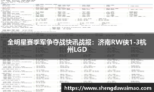 全明星赛季军争夺战快讯战报：济南RW侠1-3杭州LGD