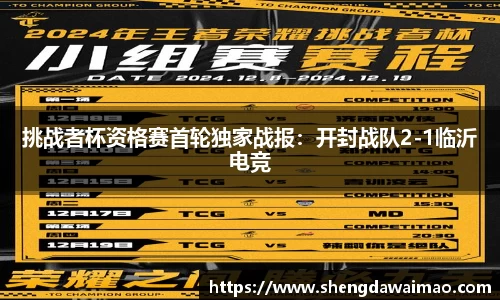 挑战者杯资格赛首轮独家战报：开封战队2-1临沂电竞